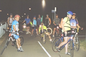 Cheerful night riders, some laid back.